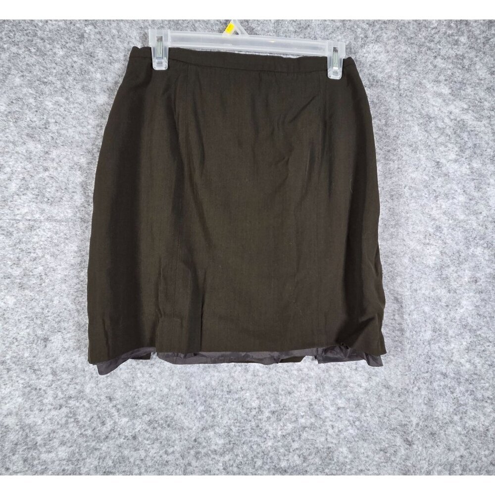 Ann Freedberg Women's Mini Skirt Olive  Green  Pockets Career  Size 8